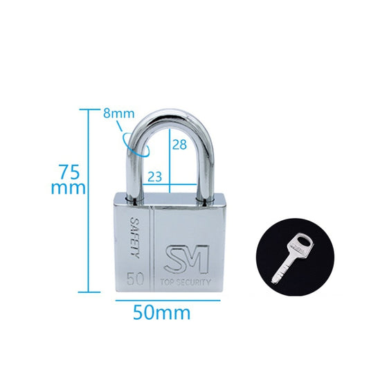 Square Blade Imitation Stainless Steel Padlock, Specification: Short 50mm Open by bashfashion