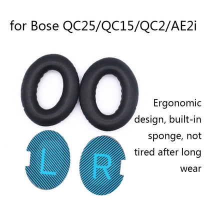 2 PCS Headset Lambskin Sponge Cover Earmuffs For Bose QC25 / QC15 / QC2 / QC35 / AE2i(Black+Black) by bashfashion