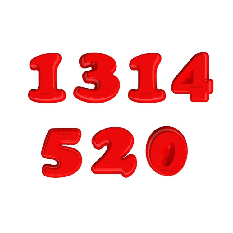 5 PCS Food Grade Silicone Cake Mould Digital Chocolate Biscuit Baking Mould, Specification: Number 8 by bashfashion