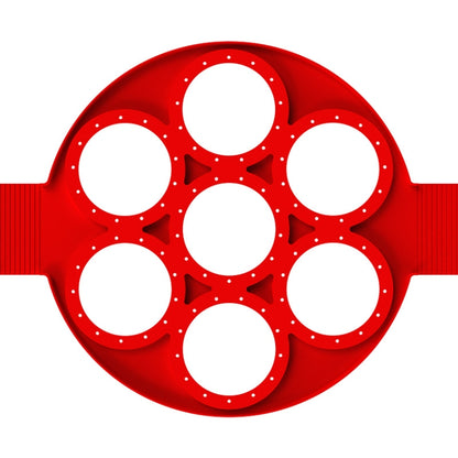 Food Grade Baking Tool Breakfast Seven-Hole Omelette(Red) by bashfashion