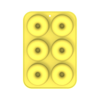 Oven Baking Tools Silicone Cake Donut Mold(6 Even Yellow) by bashfashion