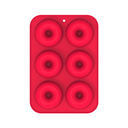 Oven Baking Tools Silicone Cake Donut Mold(6 Even Red) by bashfashion