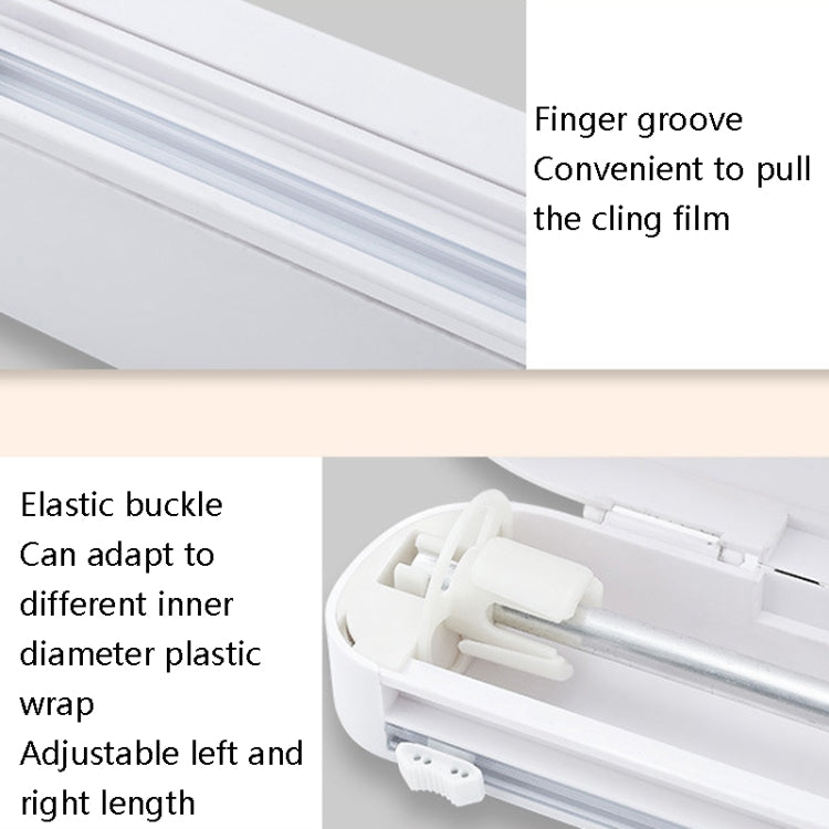 Suction Cup Type Cling Film Cutter Household Plastic Wrap Adjustable Storage Cutting Box(White) by bashfashion