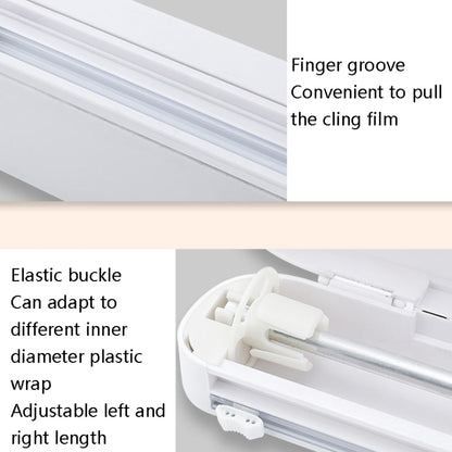 Suction Cup Type Cling Film Cutter Household Plastic Wrap Adjustable Storage Cutting Box(White) by bashfashion