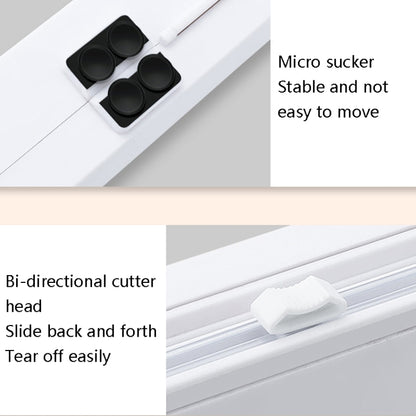 Suction Cup Type Cling Film Cutter Household Plastic Wrap Adjustable Storage Cutting Box(White) by bashfashion
