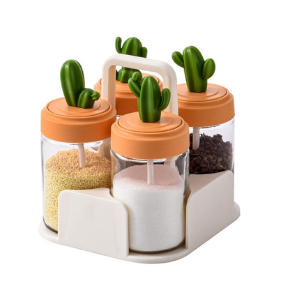1160 Cactus Kitchen Season Tank Seasoning Bottle Combination Set, Layer (specification): Four Packs by bashfashion