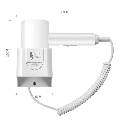 Hotel Hair Dryer Wall Mount High Power Hair Dryer Household Hair Cylinder Dryer, CN Plug(Hotel Hairdryer White) by bashfashion
