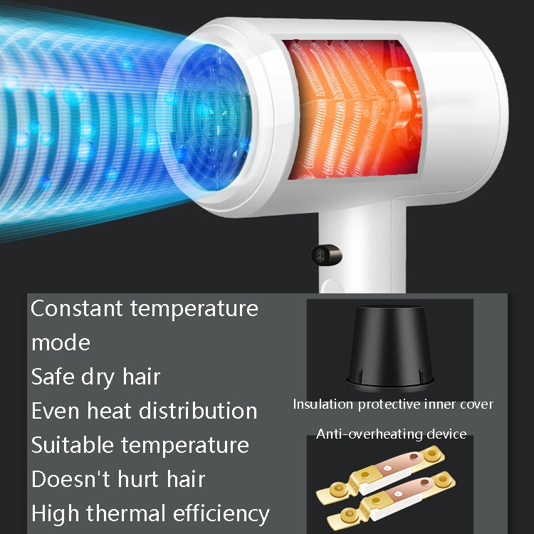 Hotel Hair Dryer Wall Mount High Power Hair Dryer Household Hair Cylinder Dryer, CN Plug(Hotel Hairdryer White) by bashfashion