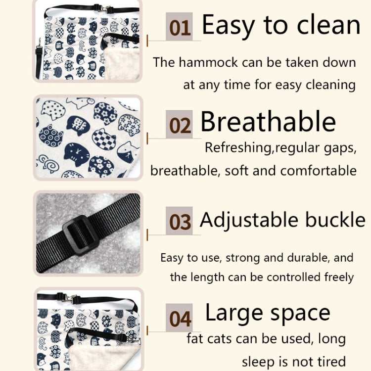 PE-160 Canvas Hanging Cat Cage Hammock Adjustable Length Swing Pet Nest, Size: L(Pink triangle) by bashfashion