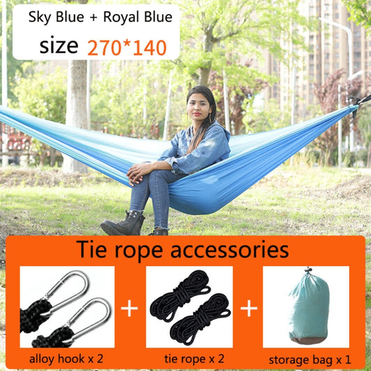 Outdoor Hammock Nylon Parachute Cloth Travel Camping Swing, Style: 2.7m x 1.4m (Sky Blue+Royal Blue) by bashfashion