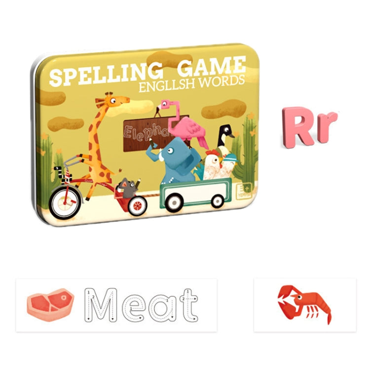 English Letter Word Spelling Learning Toy Wooden Puzzle Practice Cards(Yellow Box) by bashfashion