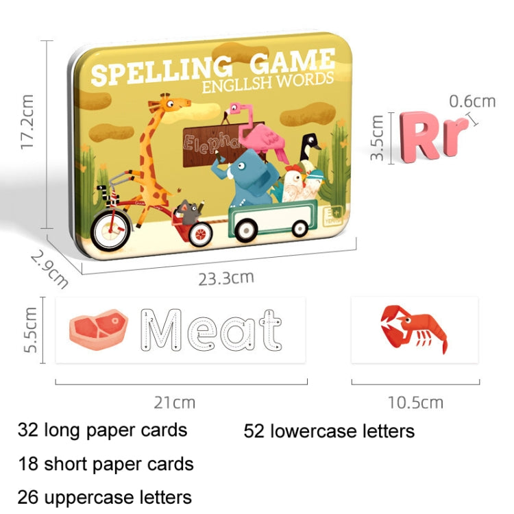 English Letter Word Spelling Learning Toy Wooden Puzzle Practice Cards(Yellow Box) by bashfashion