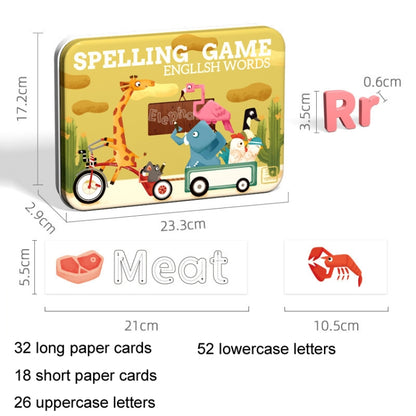 English Letter Word Spelling Learning Toy Wooden Puzzle Practice Cards(Yellow Box) by bashfashion