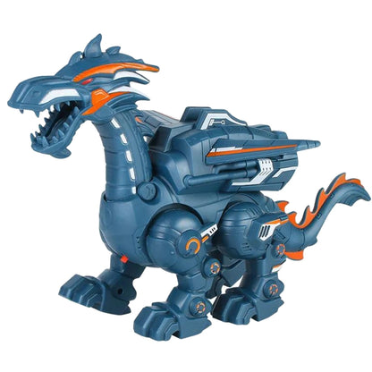 Electric Mechanical Dinosaur Toy Simulation Animal Toy Multifunctional Sound And Light Toy, Style: Spray-Blue by bashfashion