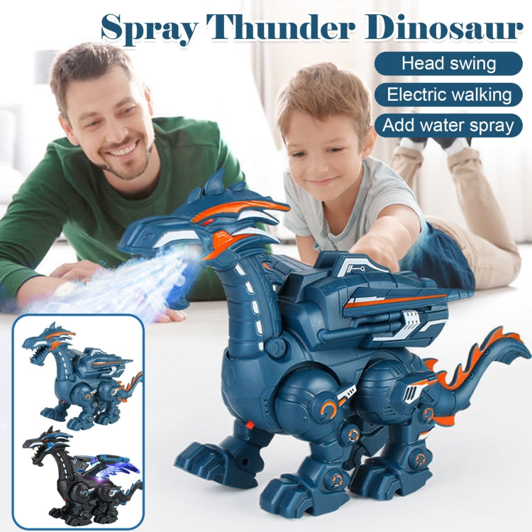 Electric Mechanical Dinosaur Toy Simulation Animal Toy Multifunctional Sound And Light Toy, Style: Spray-Dark Black by bashfashion