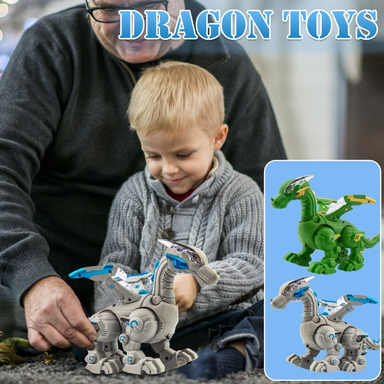 Electric Mechanical Dinosaur Toy Simulation Animal Toy Multifunctional Sound And Light Toy, Style: No Spray-Gray by bashfashion