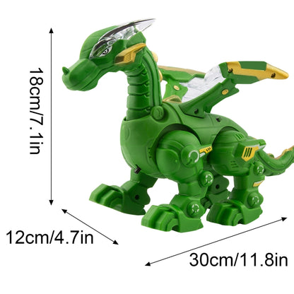 Electric Mechanical Dinosaur Toy Simulation Animal Toy Multifunctional Sound And Light Toy, Style: No Spray-Gray by bashfashion