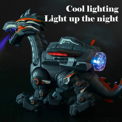 Electric Mechanical Dinosaur Toy Simulation Animal Toy Multifunctional Sound And Light Toy, Style: No Spray-Gray by bashfashion