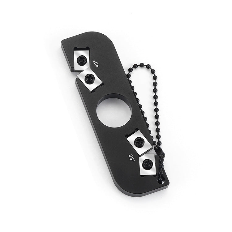 Portable Sharpening Tool Outdoor Ring Double-Head Sharpener Lightweight Mini With Chain Ring(Black) by bashfashion