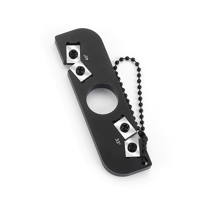 Portable Sharpening Tool Outdoor Ring Double-Head Sharpener Lightweight Mini With Chain Ring(Black) by bashfashion