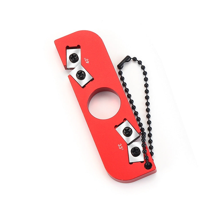 Portable Sharpening Tool Outdoor Ring Double-Head Sharpener Lightweight Mini With Chain Ring(Red) by bashfashion