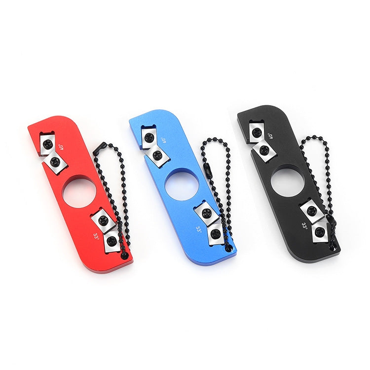 Portable Sharpening Tool Outdoor Ring Double-Head Sharpener Lightweight Mini With Chain Ring(Black) by bashfashion