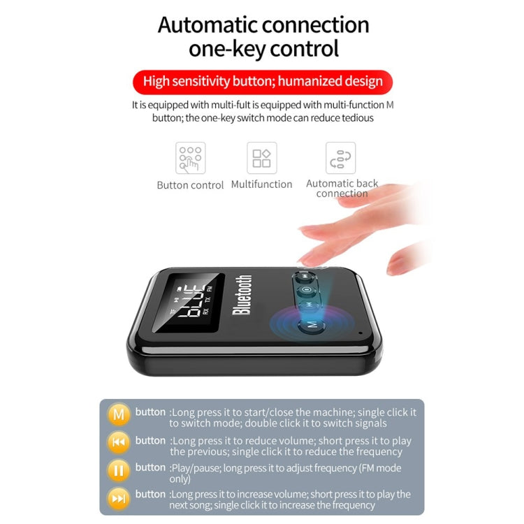 K6 Bluetooth 5.0 Receiver Transmitter 2 In 1 Adapter Computer Speaker Car FM (Black) by bashfashion