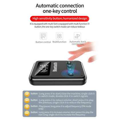 K6 Bluetooth 5.0 Receiver Transmitter 2 In 1 Adapter Computer Speaker Car FM (Black) by bashfashion