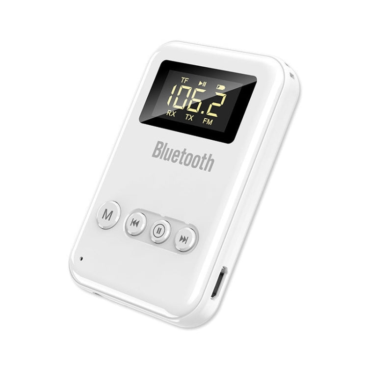K6-W Bluetooth 5.0 Receiver Transmitter 2 in 1 Adapter Computer Speaker Car FM (White) by bashfashion
