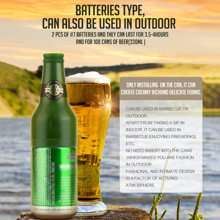 Ultrasonic Canned Beer Bubbler Wine Bottle Shape Beer Bubbler(Green) by bashfashion