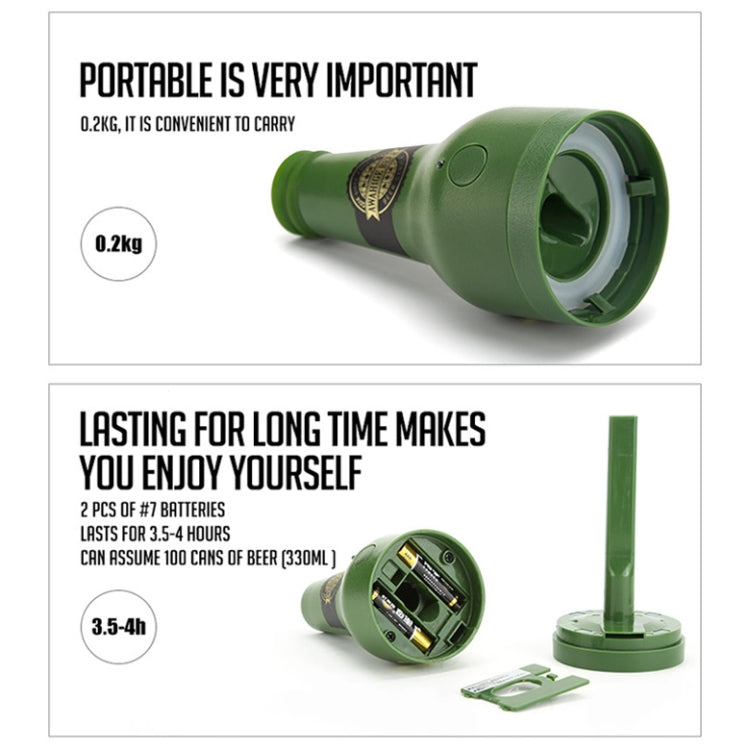 Ultrasonic Canned Beer Bubbler Wine Bottle Shape Beer Bubbler(Green) by bashfashion