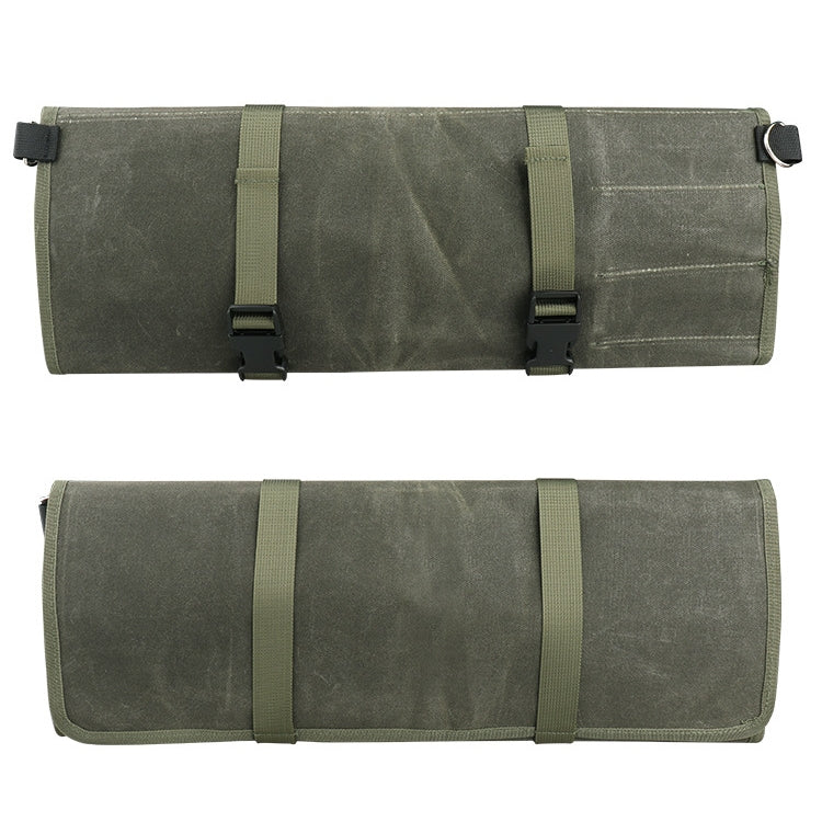 Oil Wax Canvas Roll Chef Knife Storage Bag(Army Green) by bashfashion