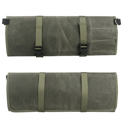 Oil Wax Canvas Roll Chef Knife Storage Bag(Army Green) by bashfashion