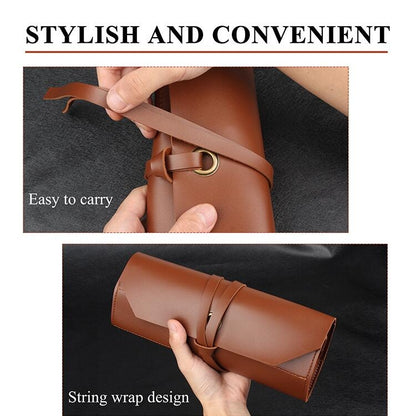 CL97 Multi-Function Toolkit Bundled Leather Tool Bag Double Thickened Two-Purpose Wrench Bag(Black) by bashfashion