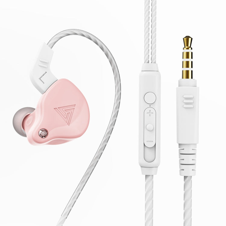 QKZ AK6 2 PCS In-Ear 3.5mm Wired Subwoofer Sports Earphones(AK6-X Pink with Mic) by QKZ