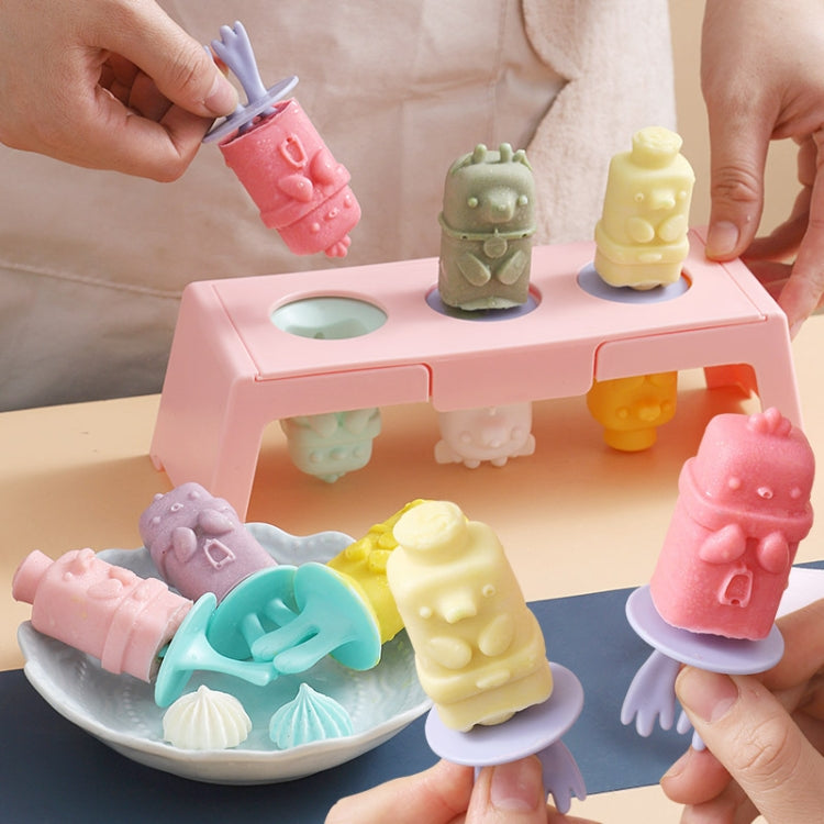 Silicone Cartoon Ice Cream Mold With Cover Easy Demoulding Home-Made Popsicle Mould, Random Color Delivery by bashfashion