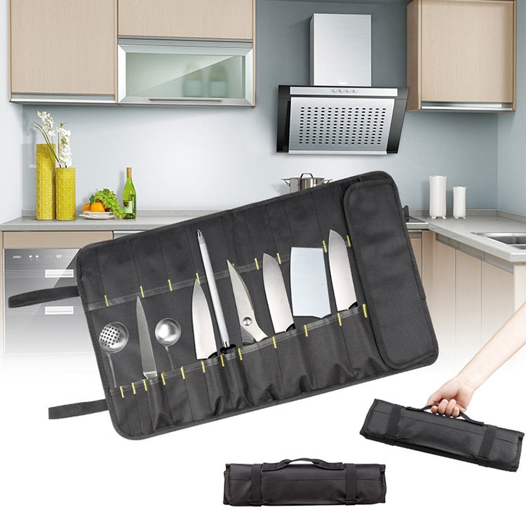 Chef Knife Storage Bag Portable Reel Knife Bag(Black) by bashfashion