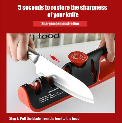 4- In-1 Adjustable Manual Knife Sharpener Multifunctional Knife Sharpener(Gray Red) by bashfashion