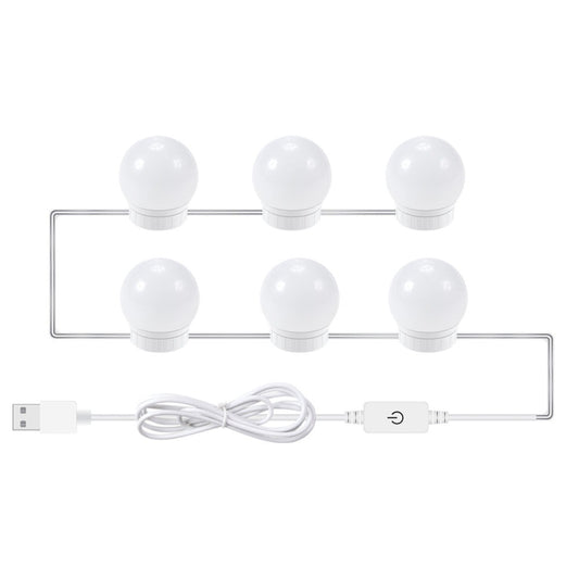 3 Color Temperature Mirror Front Lamp USB Simple Bathroom Makeup Light Bulbs, Power source: 6 LEDs by bashfashion