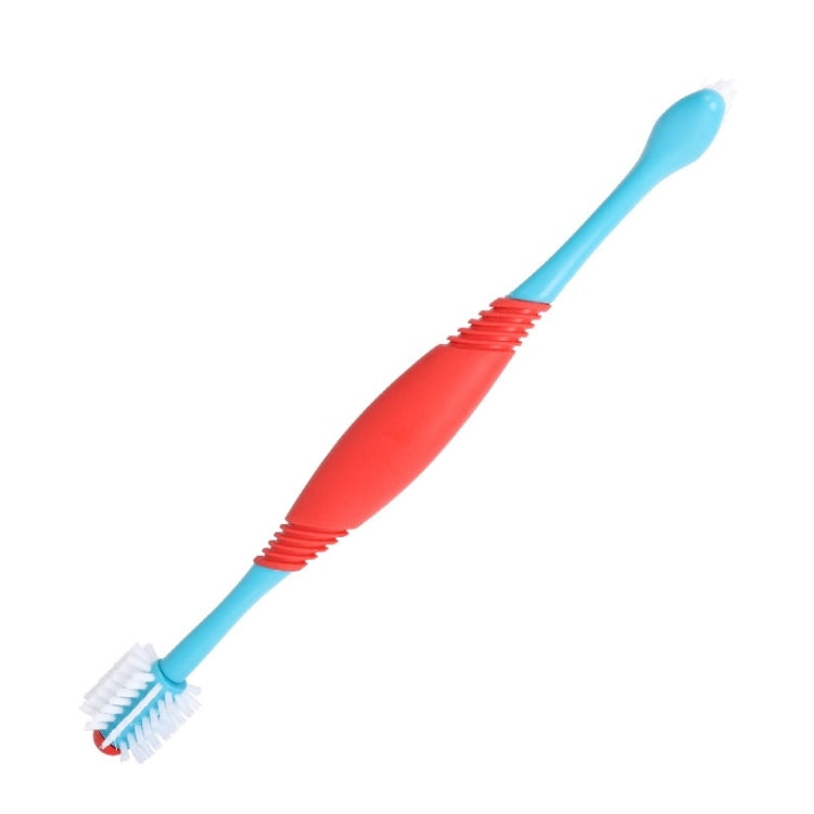 Pet Double-Head Toothbrush Pet Oral Cleaning Products(Blue) by bashfashion