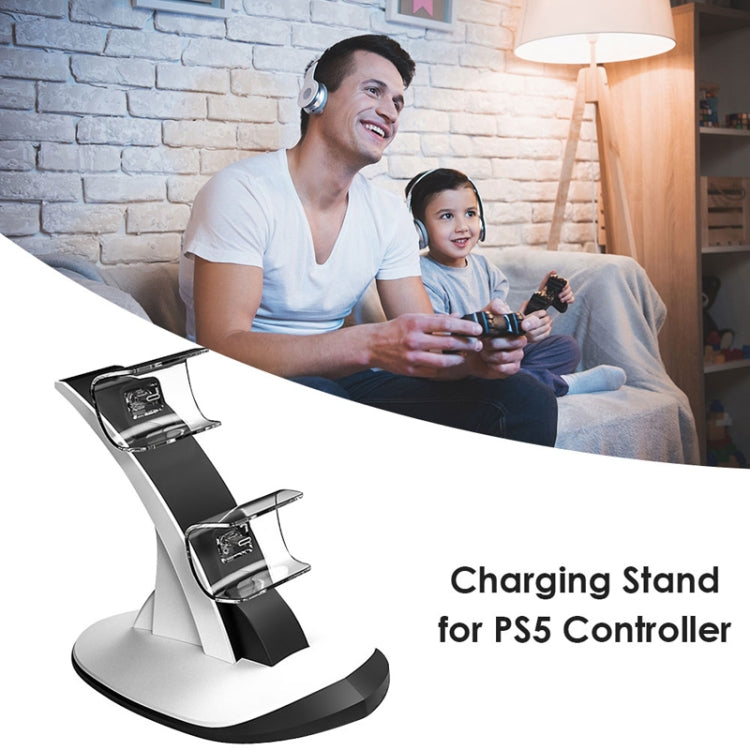 IPLAY HBP-314 Wireless Bluetooth Handle Two-Seater Charger For PS5(White) by IPLAY