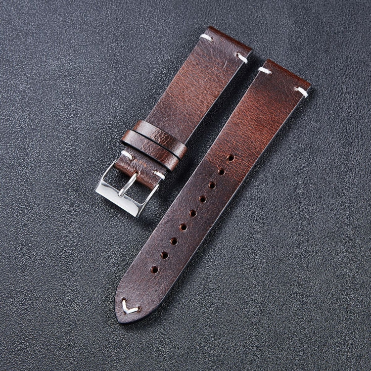 HB001 Color-Changing Retro Oil Wax Leather Universal Watch Band, Size: 18mm(Deep Brown) by bashfashion