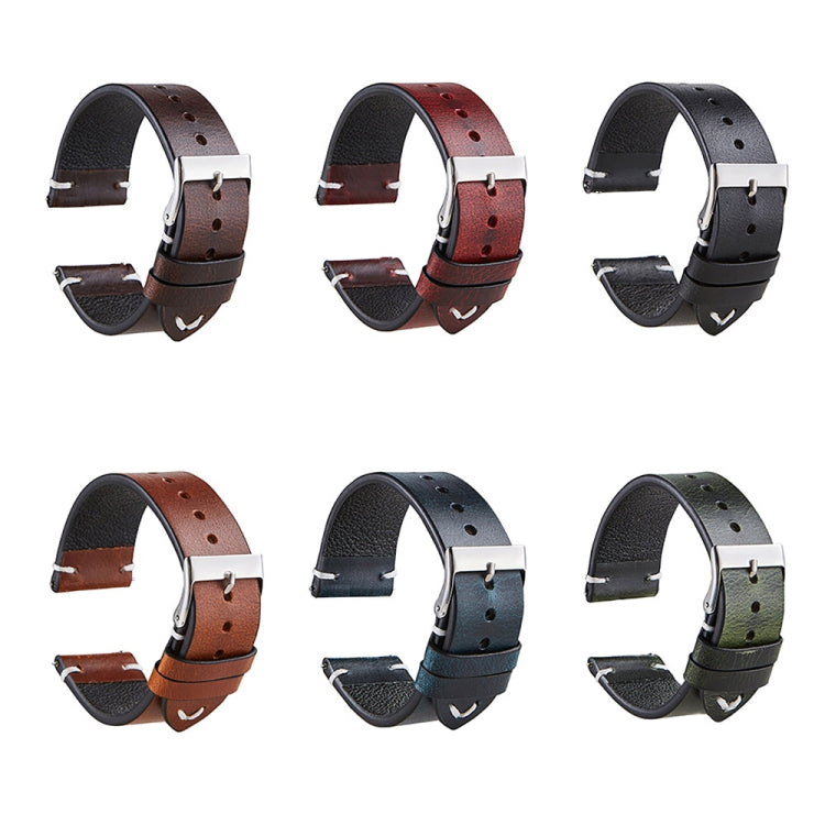 HB001 Color-Changing Retro Oil Wax Leather Universal Watch Band, Size: 18mm(Deep Brown) by bashfashion
