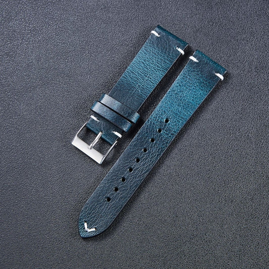 HB001 Color-Changing Retro Oil Wax Leather Universal Watch Band, Size: 20mm(Blue) by bashfashion