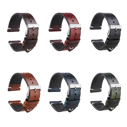 HB001 Color-Changing Retro Oil Wax Leather Universal Watch Band, Size: 22mm(Blue) by bashfashion