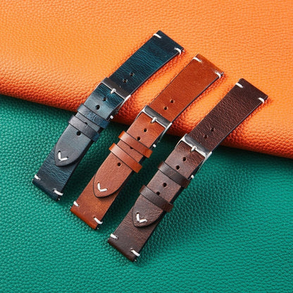 HB001 Color-Changing Retro Oil Wax Leather Universal Watch Band, Size: 22mm(Blue) by bashfashion
