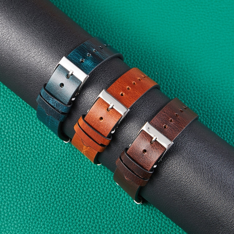 HB001 Color-Changing Retro Oil Wax Leather Universal Watch Band, Size: 22mm(Blue) by bashfashion