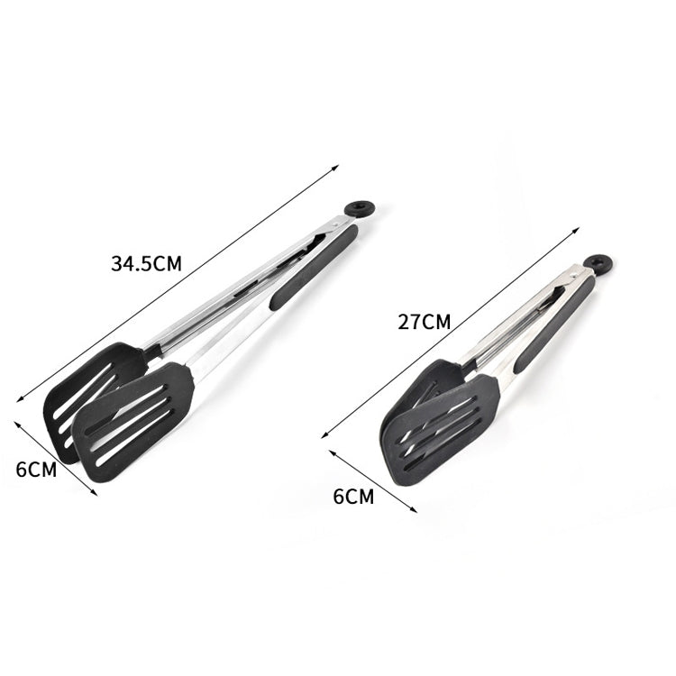 Stainless Steel Silicone Food Spatula Food Clip Barbecue Steak Clip Barbecue Baking Tool, Size: 12 Inch (Random Color Delivery) by bashfashion