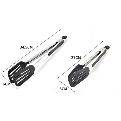 Stainless Steel Silicone Food Spatula Food Clip Barbecue Steak Clip Barbecue Baking Tool, Size: 9 Inch With Bracket(Random Color Delivery) by bashfashion