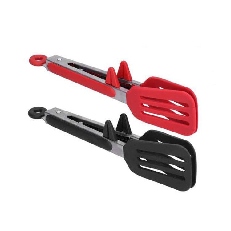 Stainless Steel Silicone Food Spatula Food Clip Barbecue Steak Clip Barbecue Baking Tool, Size: 12 inch With Bracket(Random Color Delivery) by bashfashion